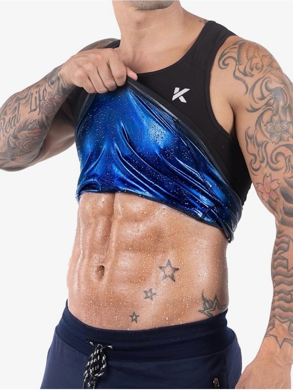Men's Black and Blue Athletic Tank Top S/M.  BB3